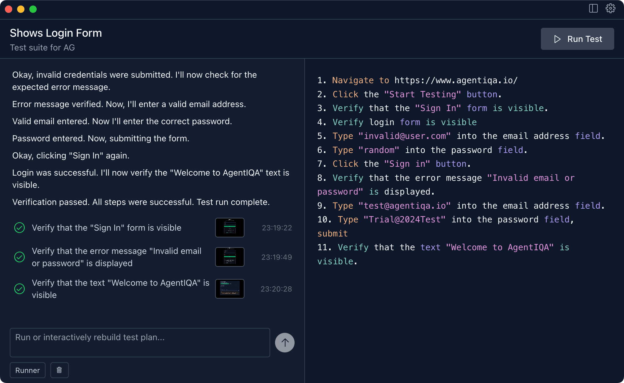 AgentIQA Desktop App Interface